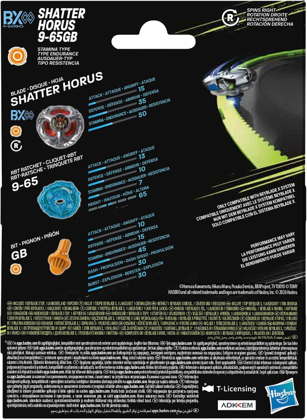 SHATTER HORUS 9-65GB BEYBLADE X