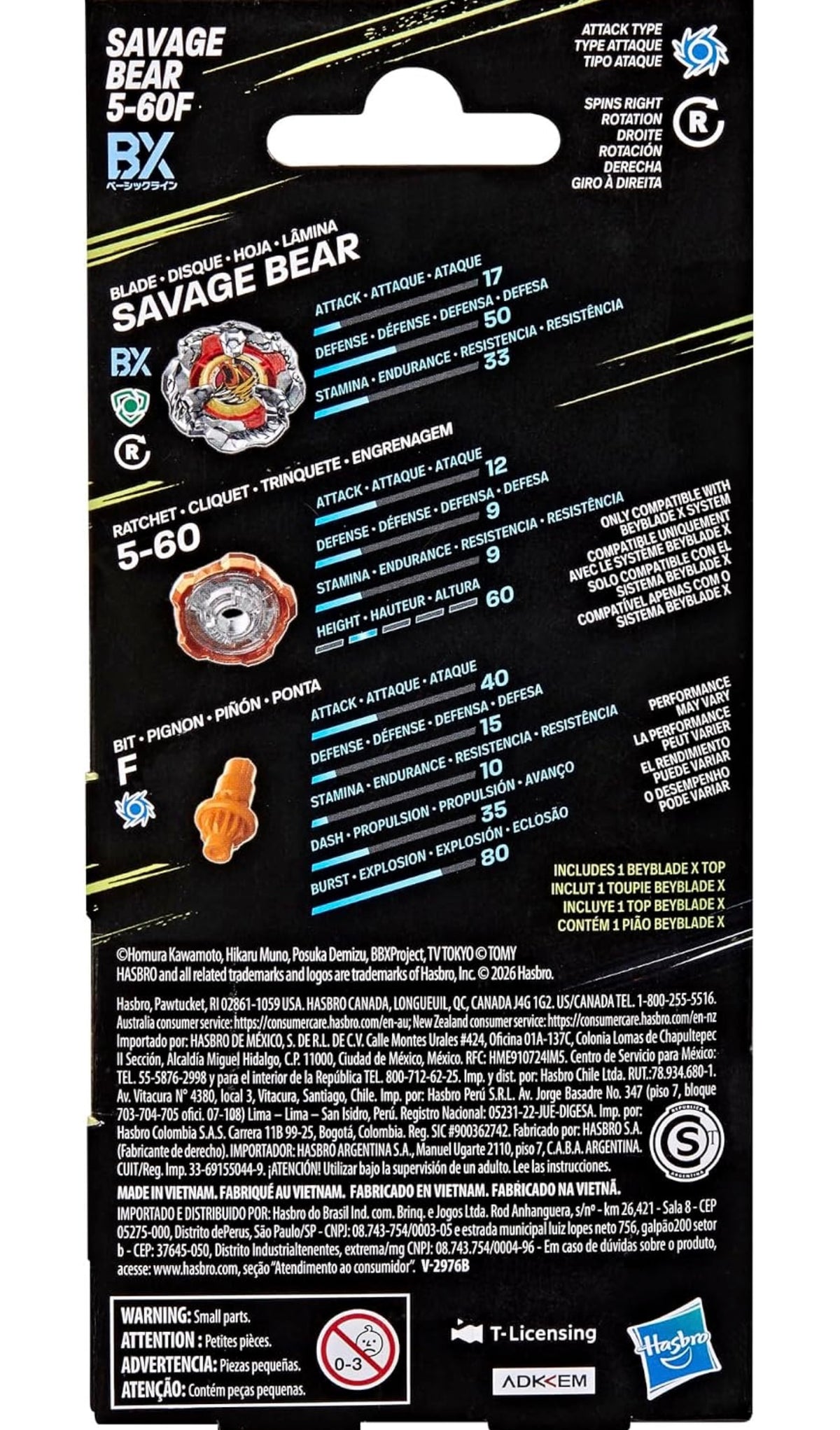 SAVAGE BEAR 5-60F BEYBLADE X